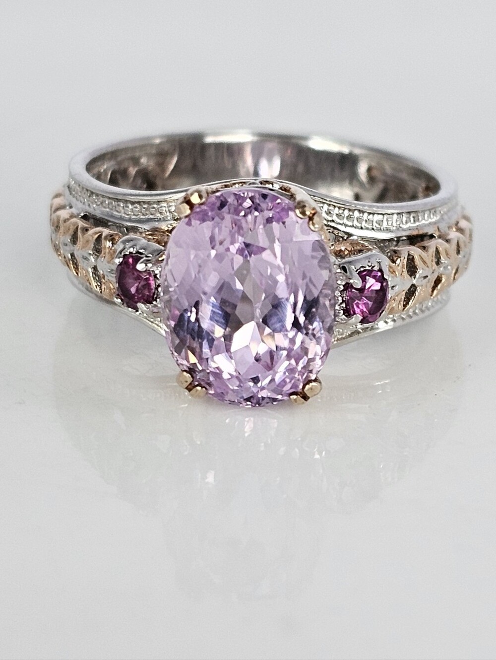 Retired Pink Kunzite & Rose Tourmaline Palladium Sterling Silver 18k Ring Sz 7!